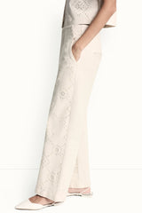 HIGH-RISE TWILL WIDE LEG PANT - Eggnog - 4