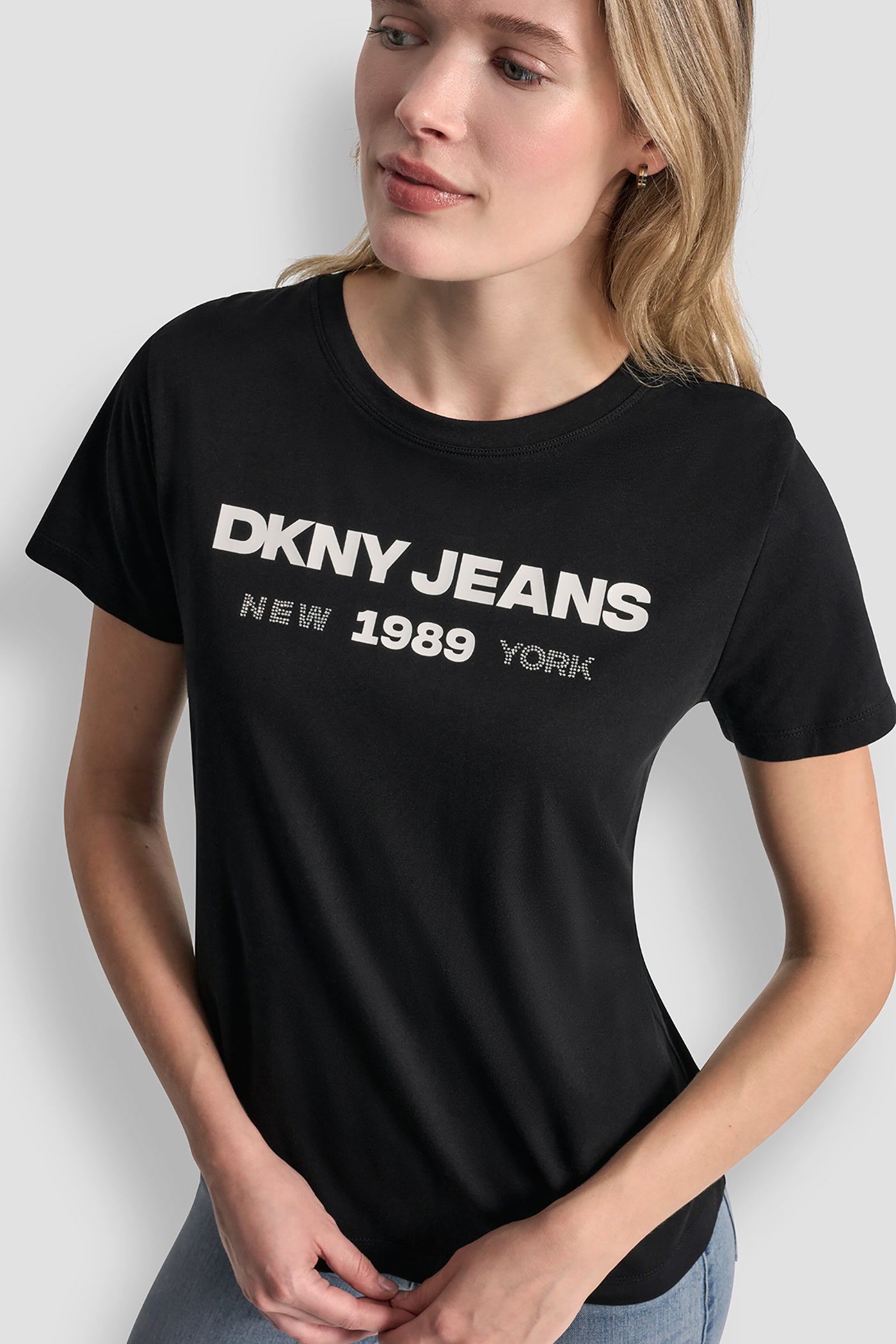 DKNY JEANS 1989 LOGO TEE - Black/White - 6