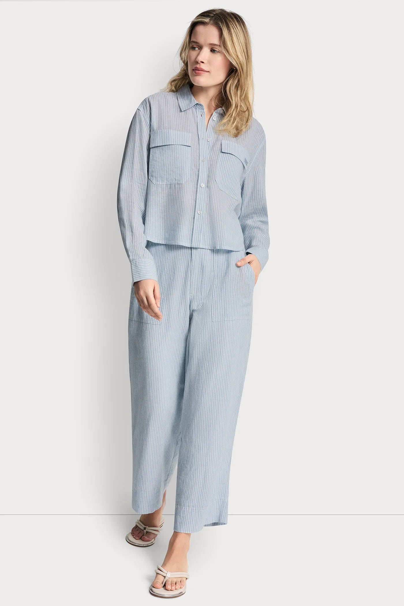 LINEN-BLEND BUTTON-FRONT SHIRT - Lex Chambray - 2
