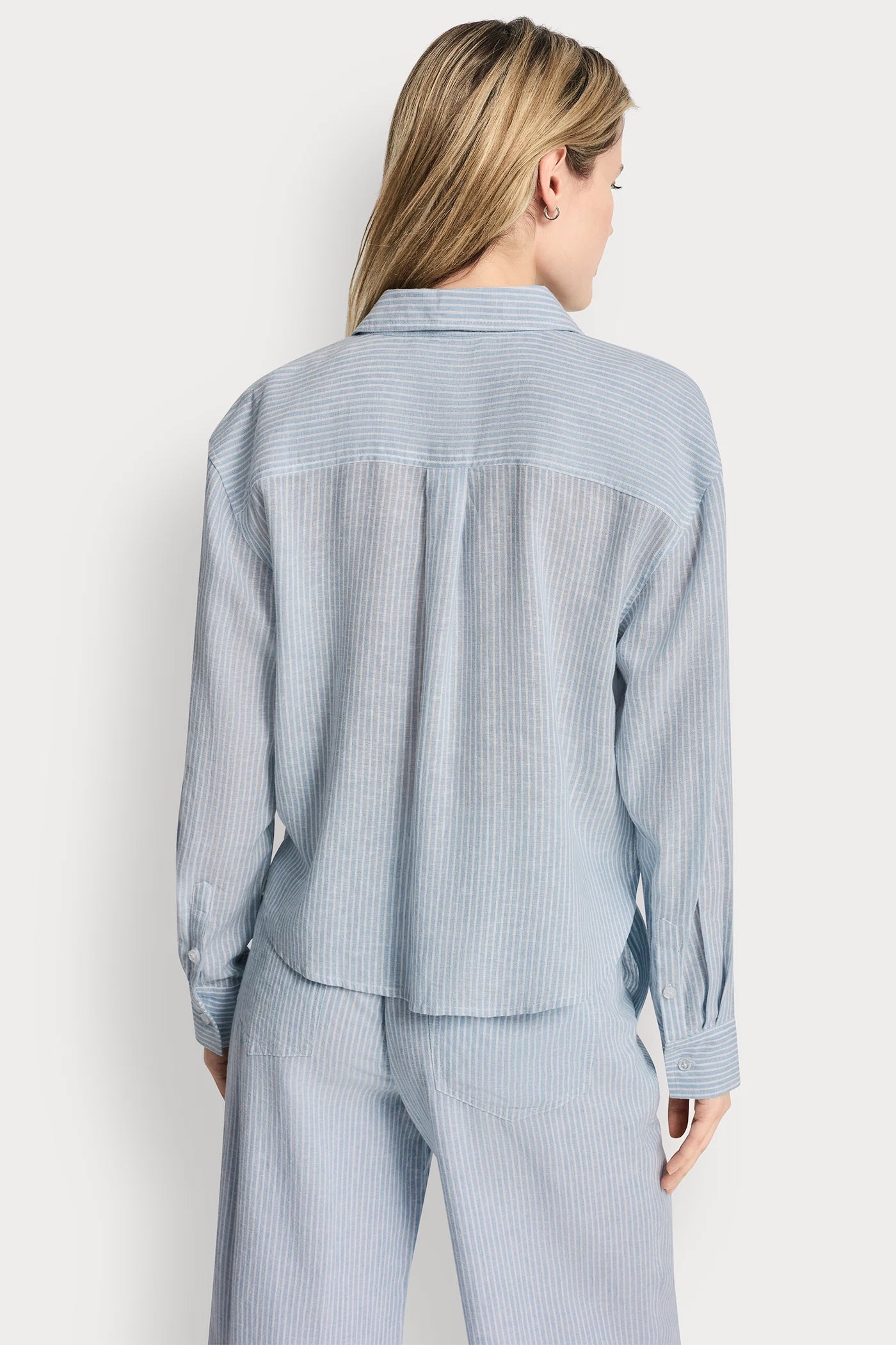 LINEN-BLEND BUTTON-FRONT SHIRT - Lex Chambray - 3