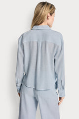 LINEN-BLEND BUTTON-FRONT SHIRT - Lex Chambray - 3