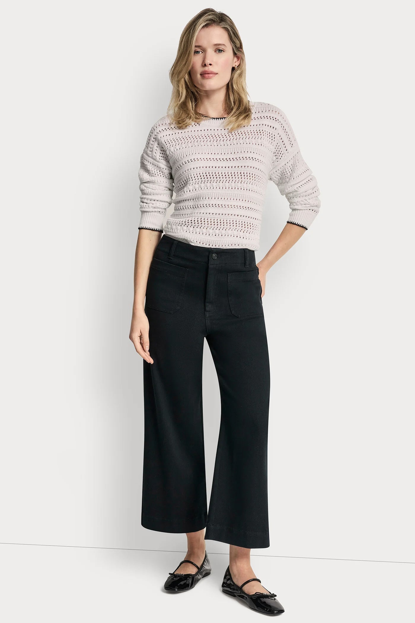 HIGH-RISE CROPPED WIDE LEG PANTS - Black - 6
