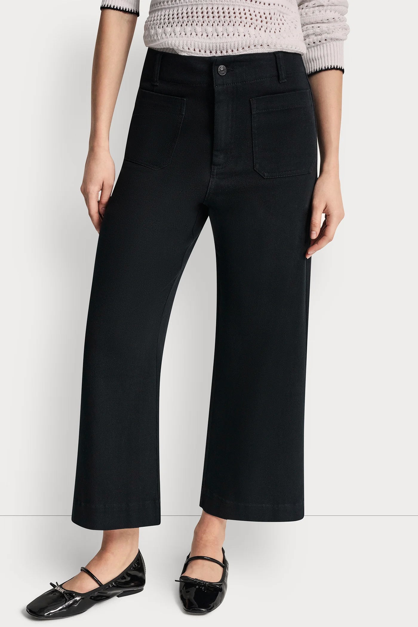 HIGH-RISE CROPPED WIDE LEG PANTS - Black - 2