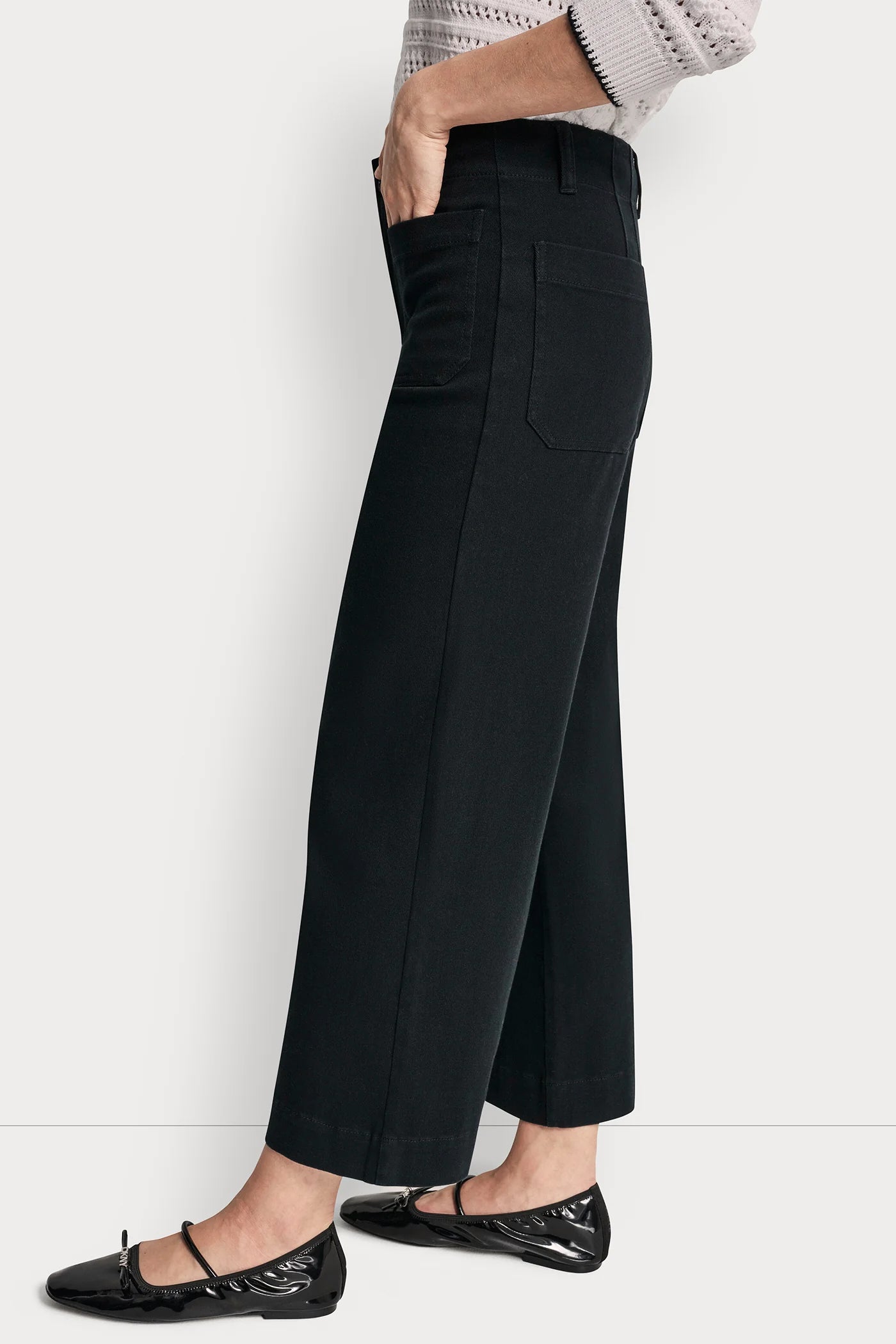 HIGH-RISE CROPPED WIDE LEG PANTS - Black - 4