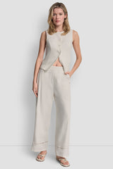 LINEN-BLEND PANT - Ivory - 2