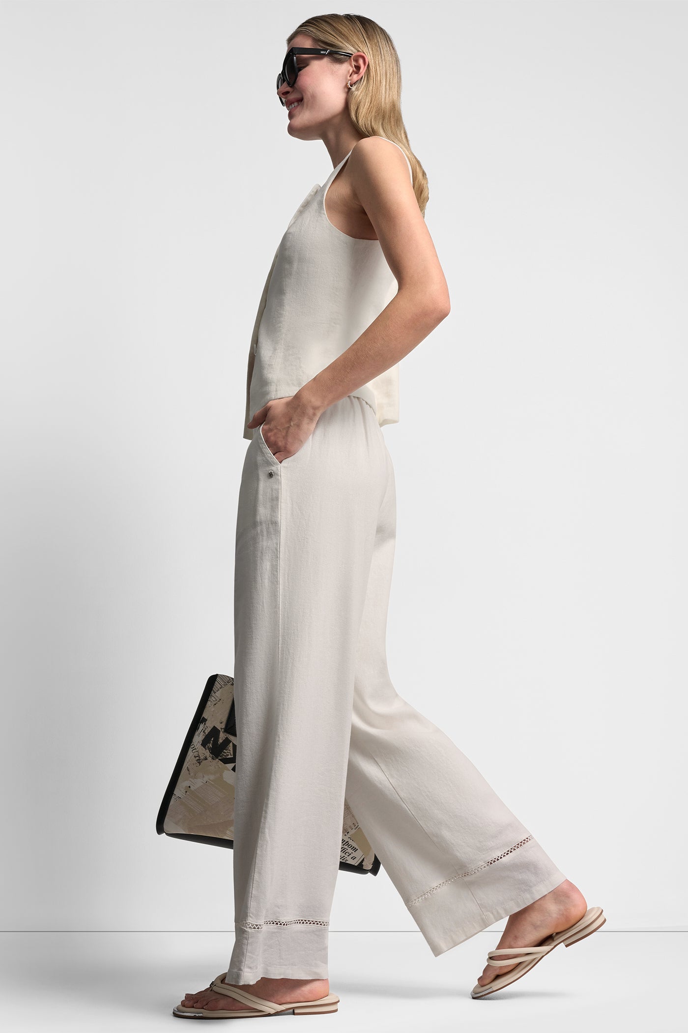 LINEN-BLEND PANT - Ivory - 5