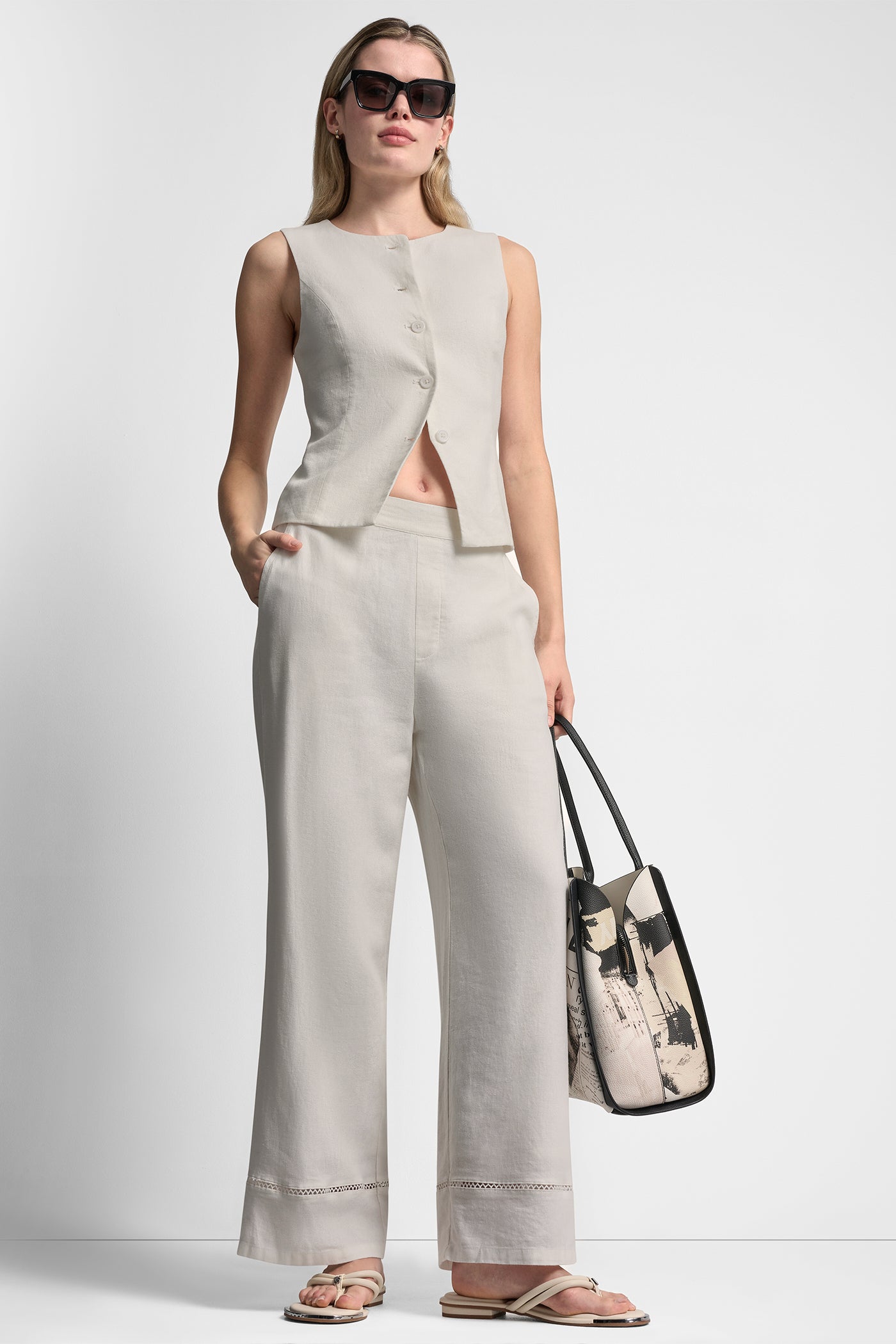 LINEN-BLEND PANT - Ivory - 7