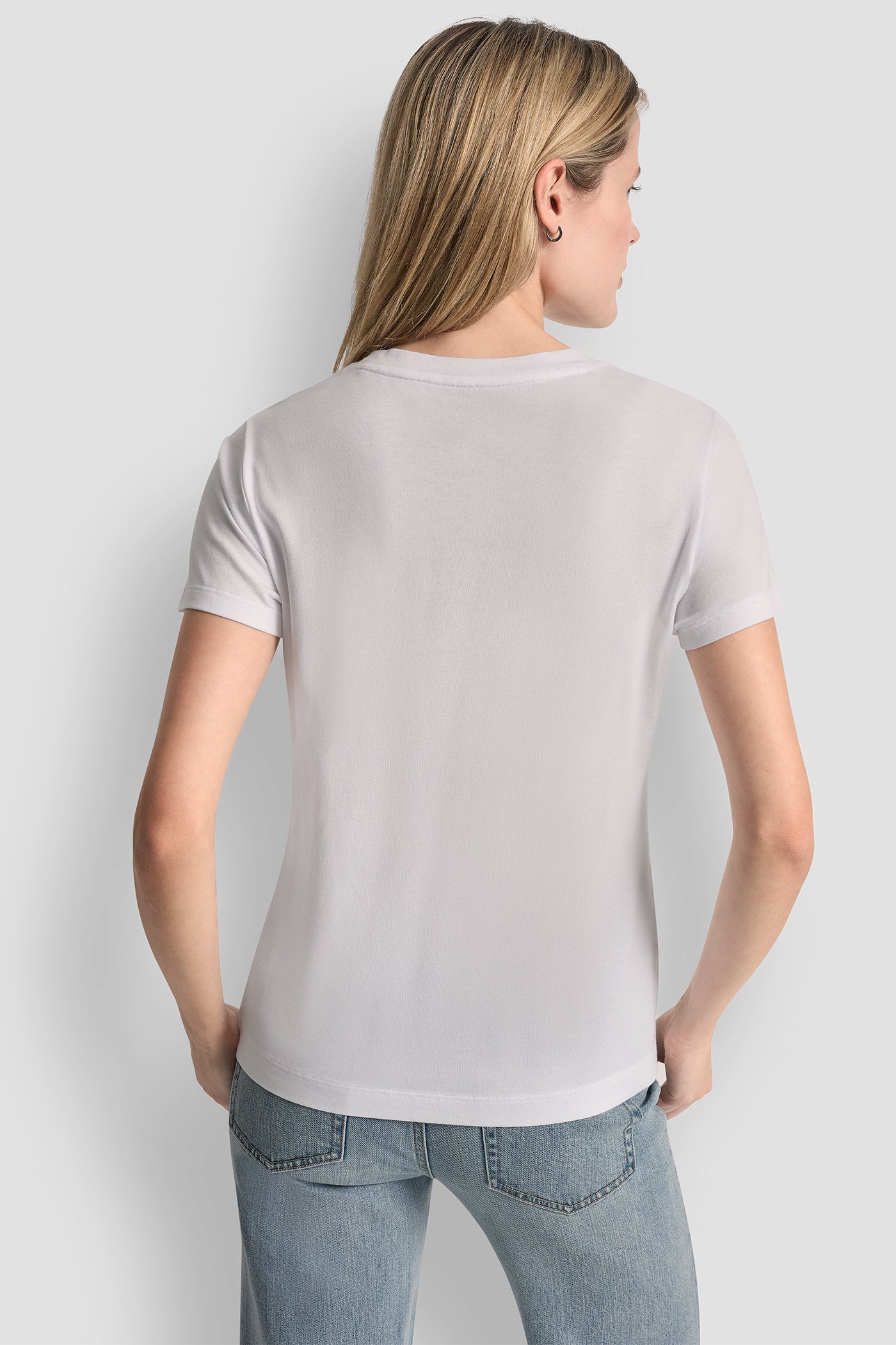 DKNY JEANS STACK LOGO RHINESTONE TEE - White/Silver - 3