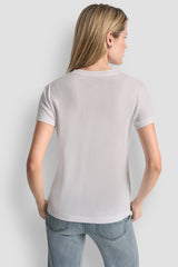 DKNY JEANS STACK LOGO RHINESTONE TEE - White/Silver - 3