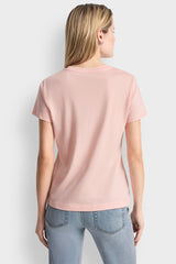 DKNY JEANS STACK LOGO RHINESTONE TEE - Peach Spritz/Silver - 3