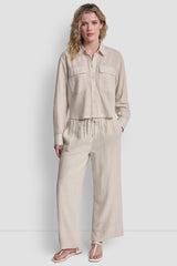 LINEN-BLEND BUTTON FRONT SHIRT - Lex Pebble - 2