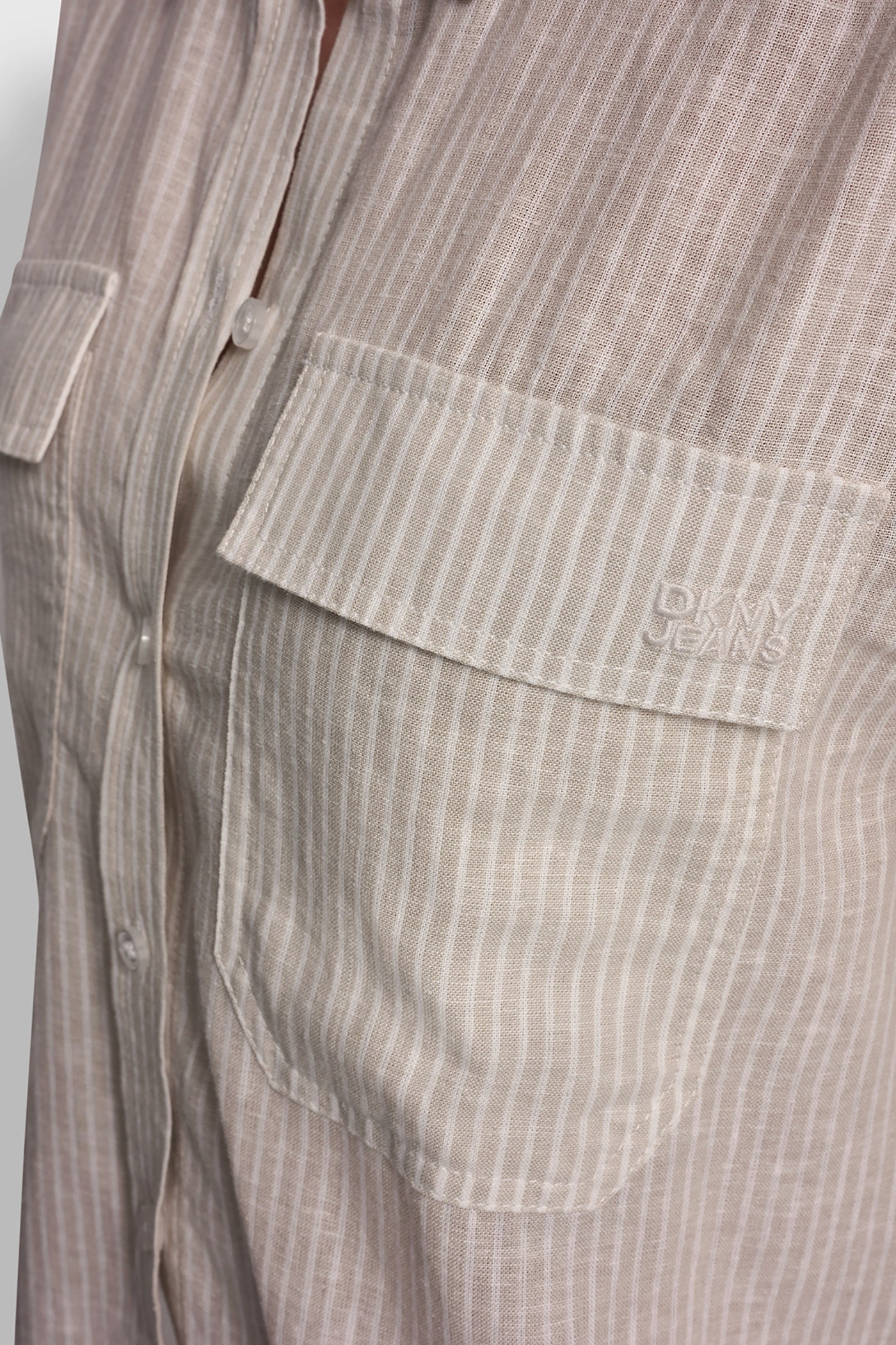 LINEN-BLEND BUTTON FRONT SHIRT - Lex Pebble - 6