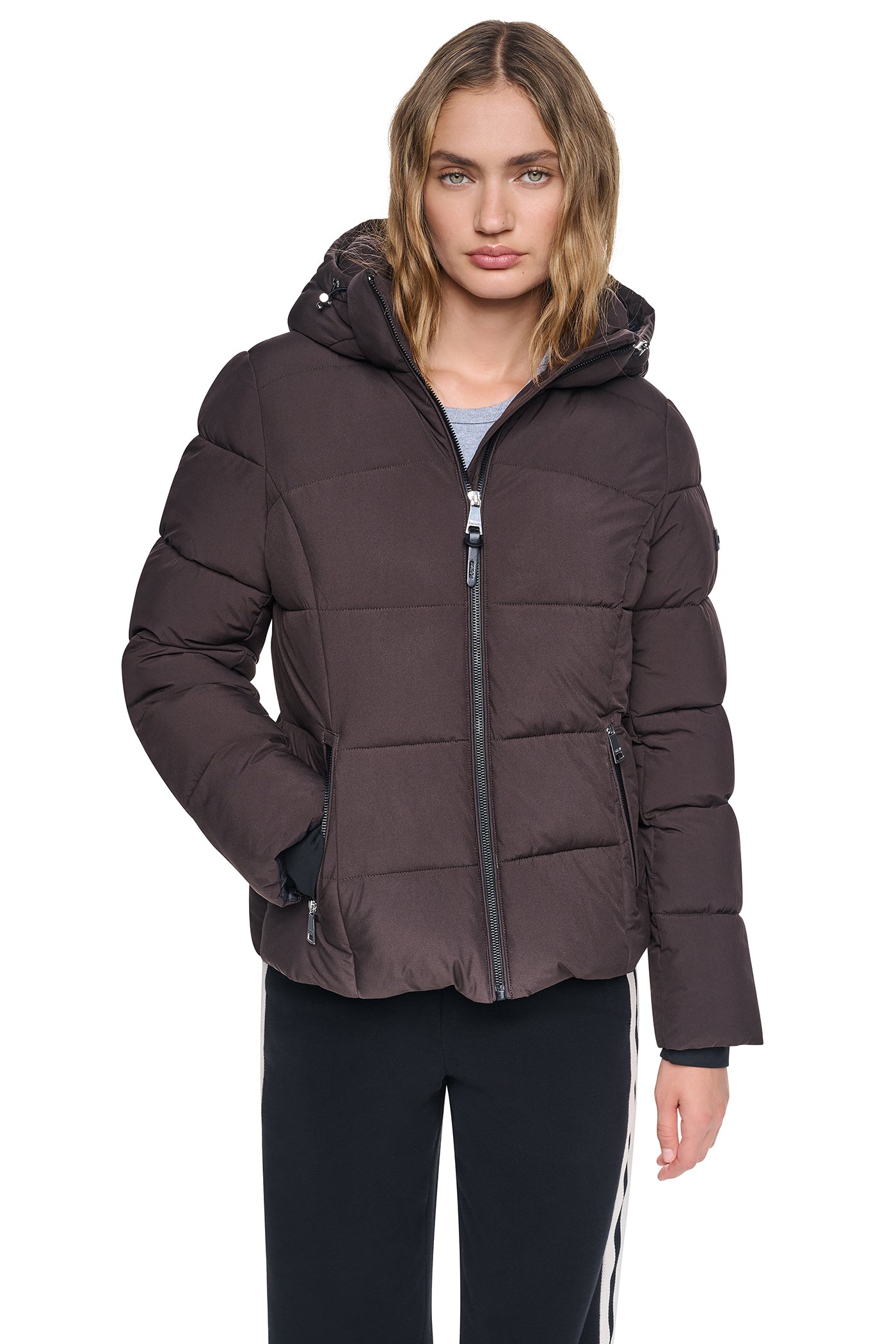 STRETCH HOODED PUFFER JACKET - Bitter - 2