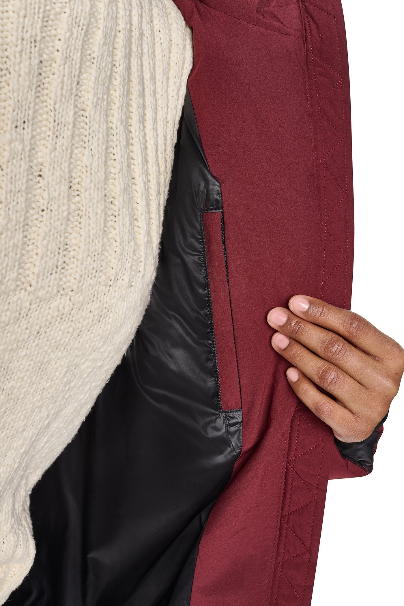 STRETCH HOODED PUFFER JACKET - Bordeaux - 11