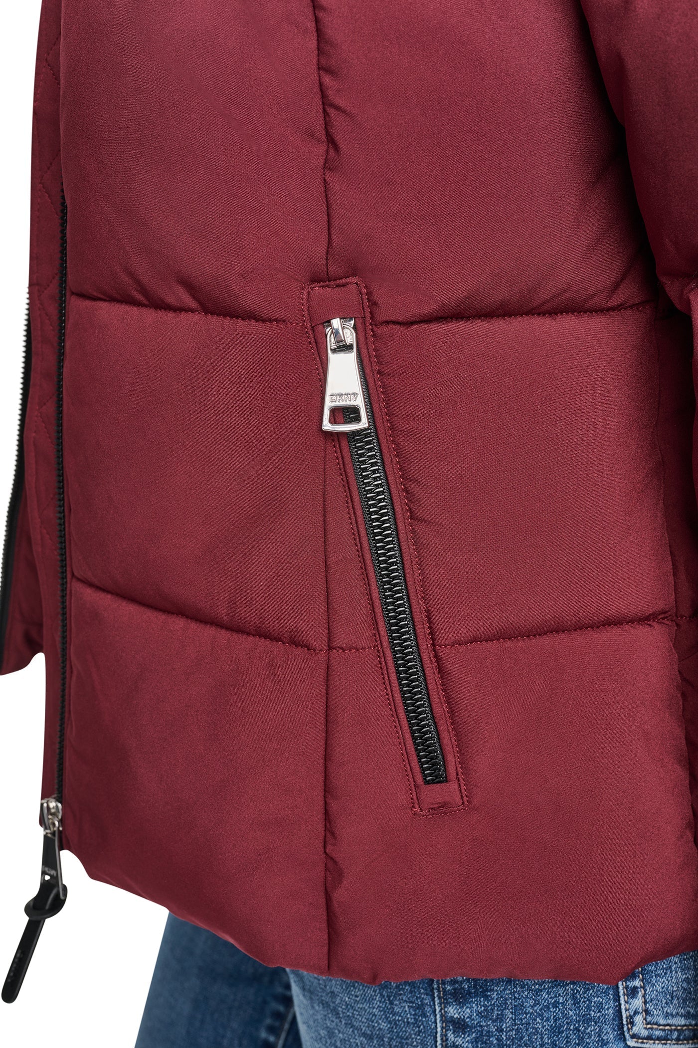 STRETCH HOODED PUFFER JACKET - Bordeaux - 10