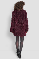 FAUX TEDDY FUR JACKET - BORDEAUX - 3