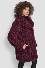 FAUX TEDDY FUR JACKET - BORDEAUX - 4