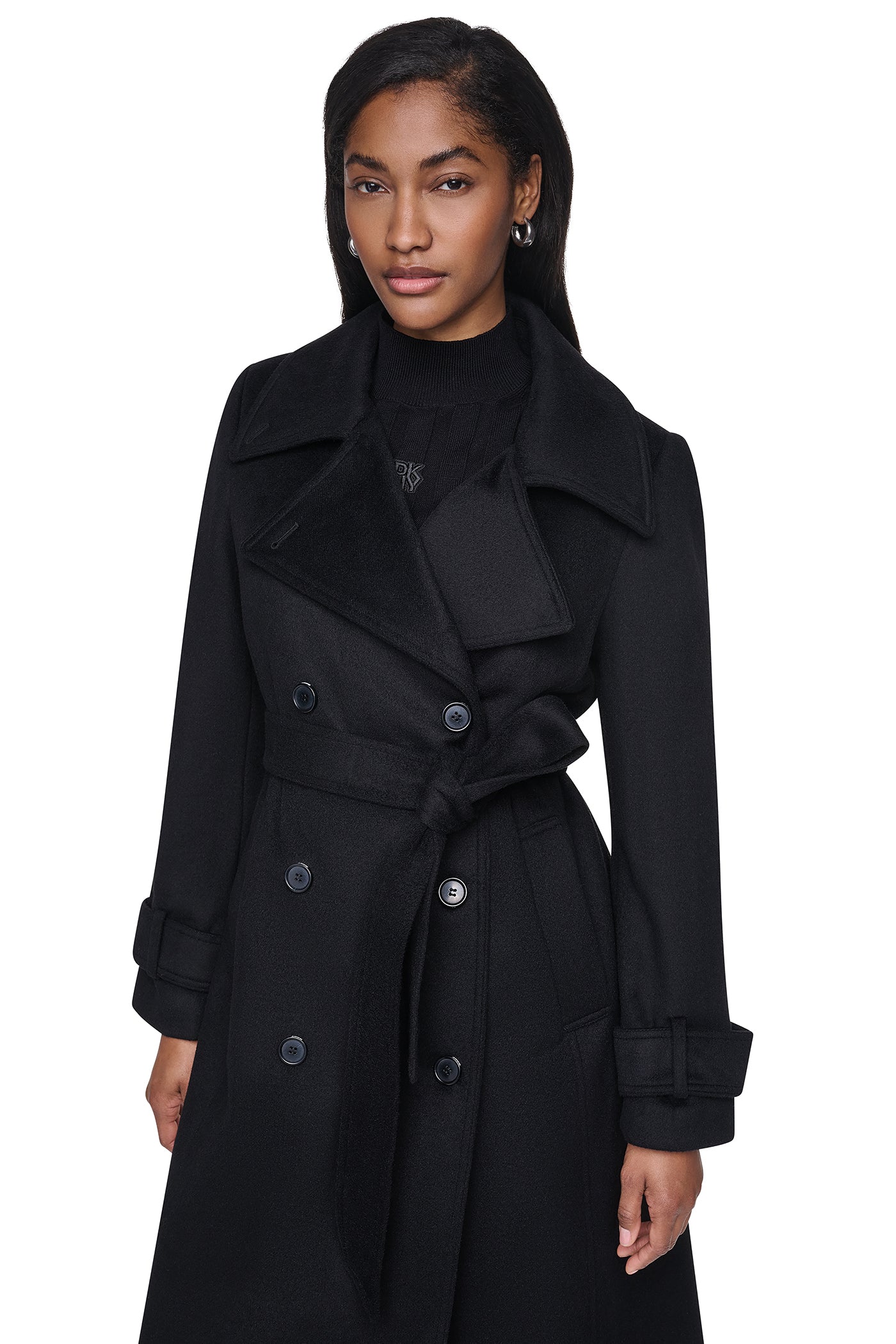 DOUBLE BREASTED WOOL-BLEND COAT - Black - 2