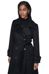 DOUBLE BREASTED WOOL-BLEND COAT - Black - 2