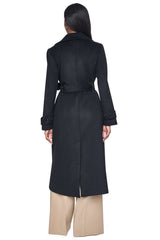 DOUBLE BREASTED WOOL-BLEND COAT - Black - 3