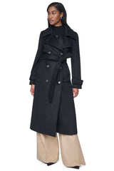 DOUBLE BREASTED WOOL-BLEND COAT - Black - 1