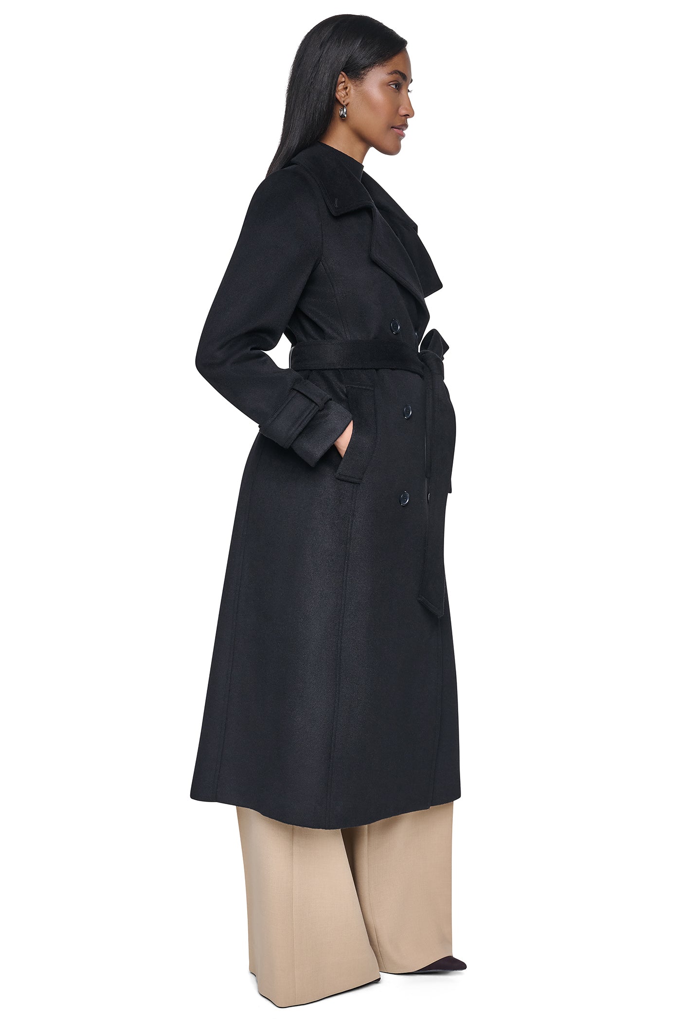DOUBLE BREASTED WOOL-BLEND COAT - Black - 4