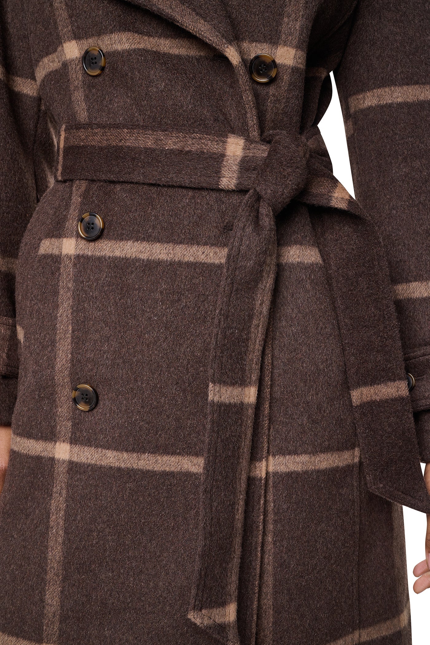 DOUBLE BREASTED WOOL-BLEND COAT - Bitter Windowpane - 6