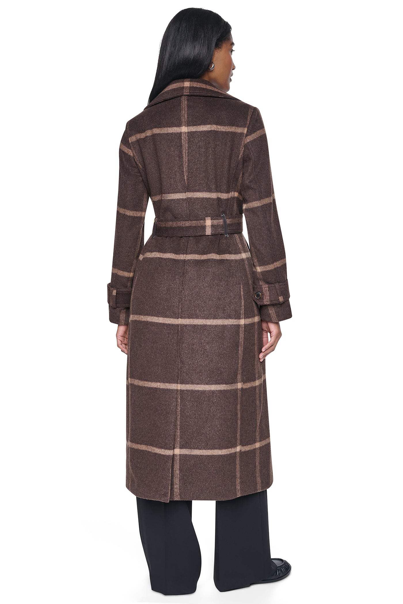 DOUBLE BREASTED WOOL-BLEND COAT - Bitter Windowpane - 3