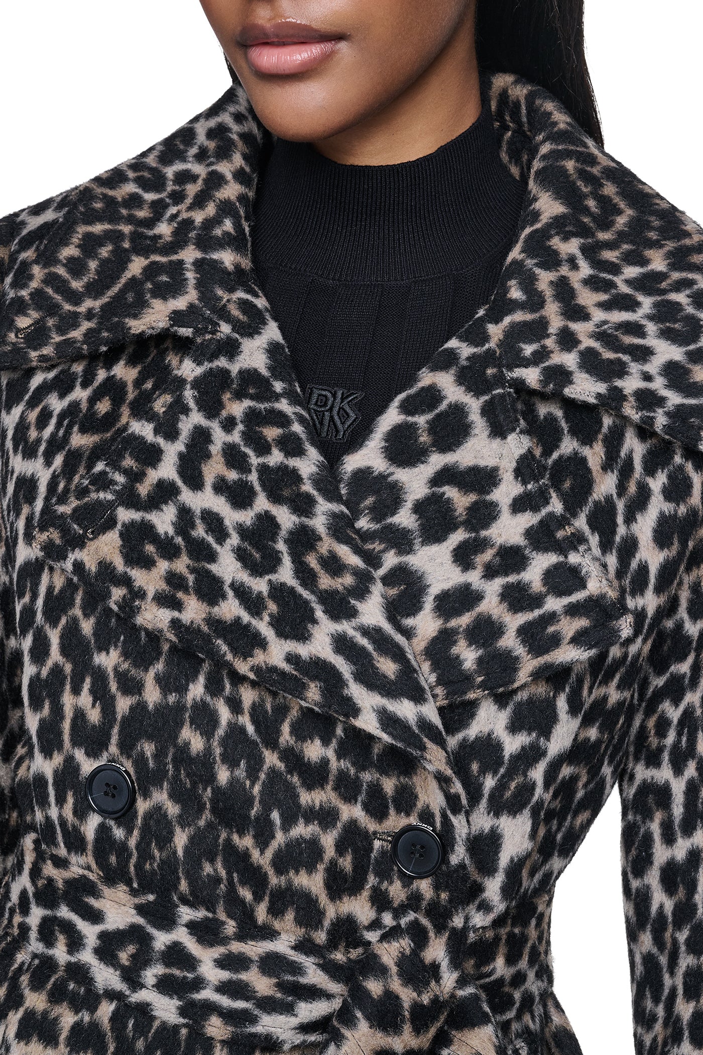 DOUBLE BREASTED WOOL-BLEND COAT - Leopard - 6