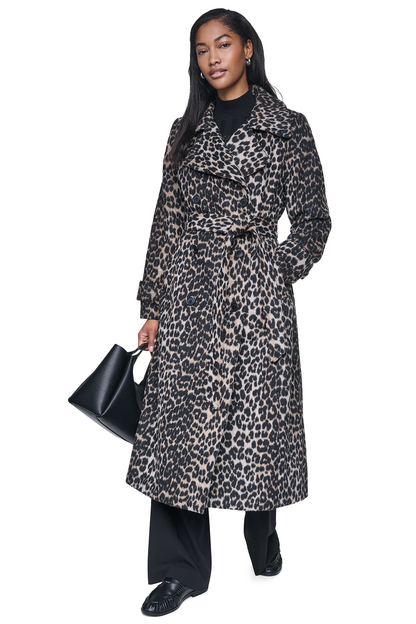 DOUBLE BREASTED WOOL-BLEND COAT - Leopard - 1