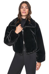 FAUX FUR BUBBLE HEM JACKET - Black - 2