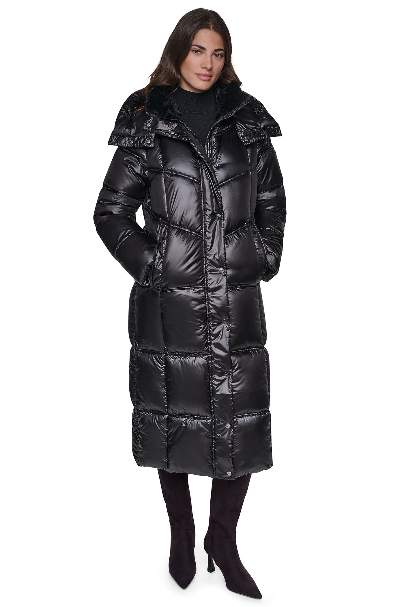 PEARALIZED MAXI PUFFER JACKET - Black - 3