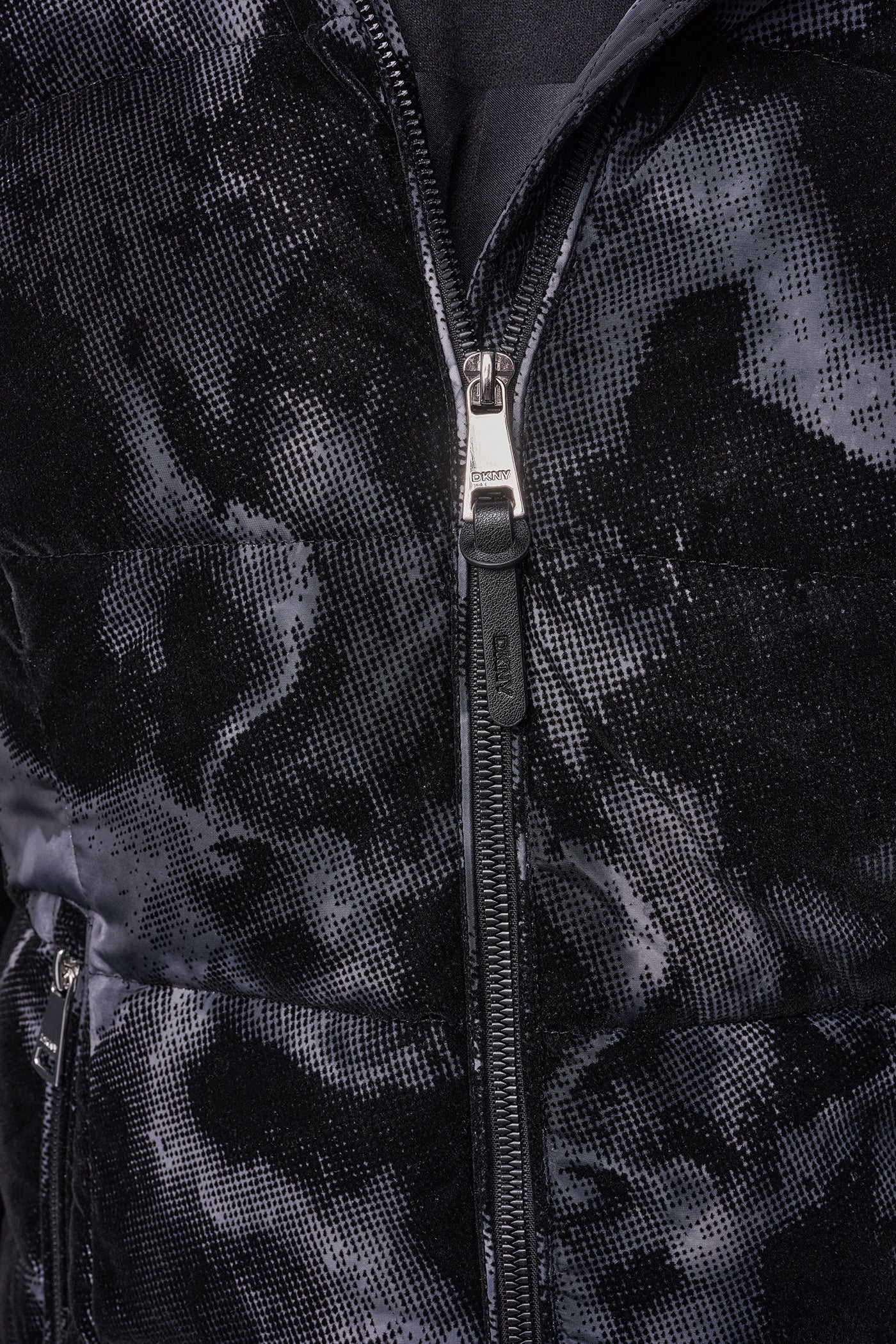 STRETCH HOODED PUFFER JACKET - Black Multi - 9