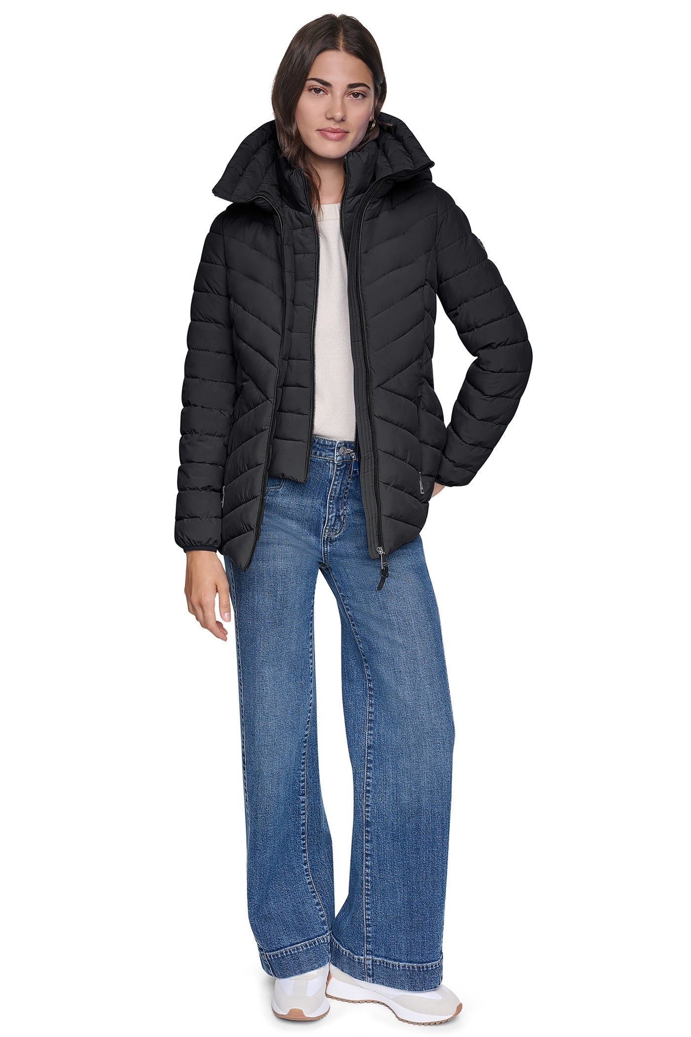 LIGHT WEIGHT PUFFER WITH BIB - Black - 7