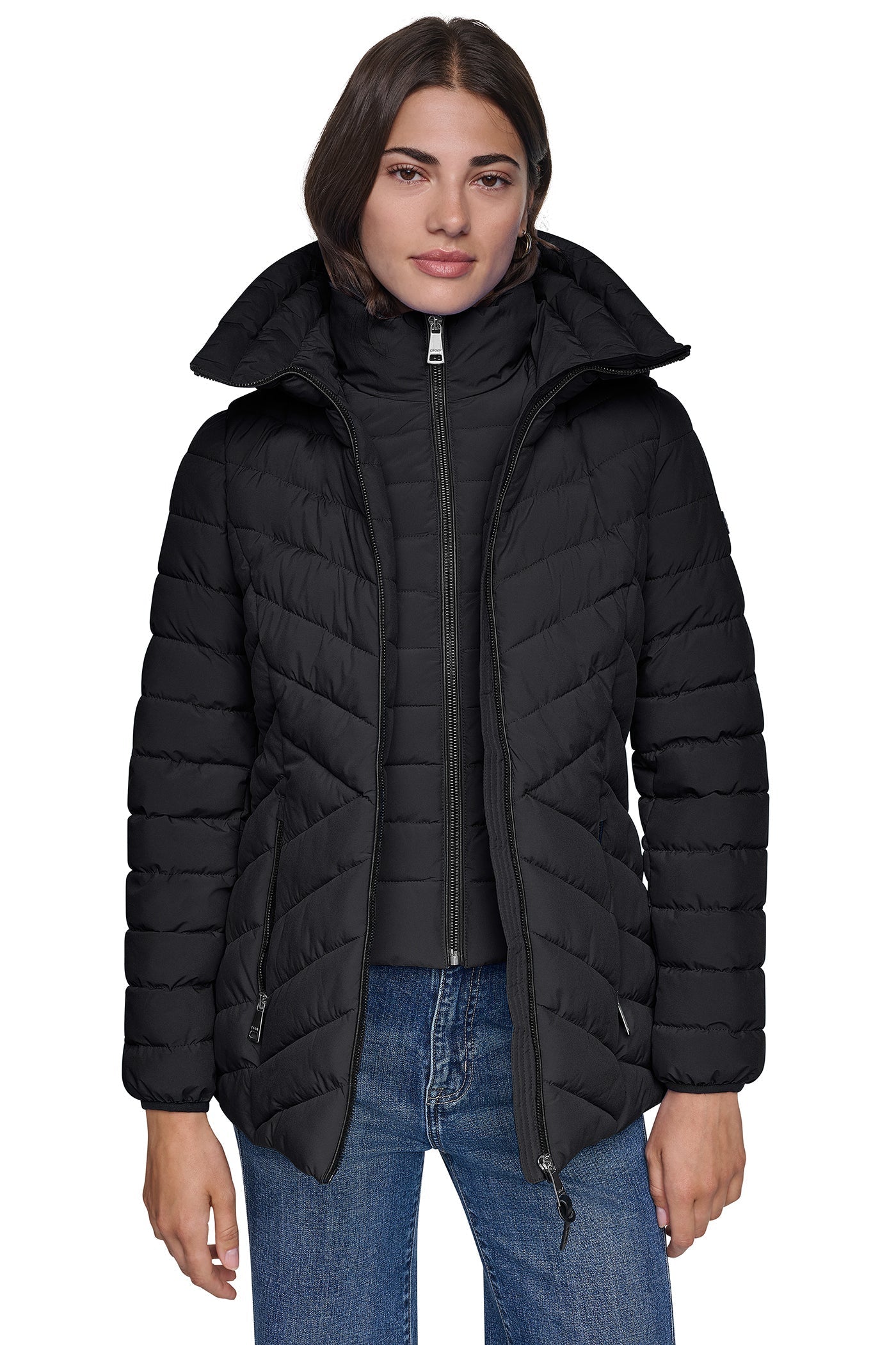 LIGHT WEIGHT PUFFER WITH BIB - Black - 6