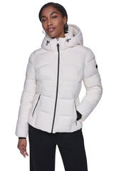 STRETCH HOODED PUFFER JACKET - Pearl - 4