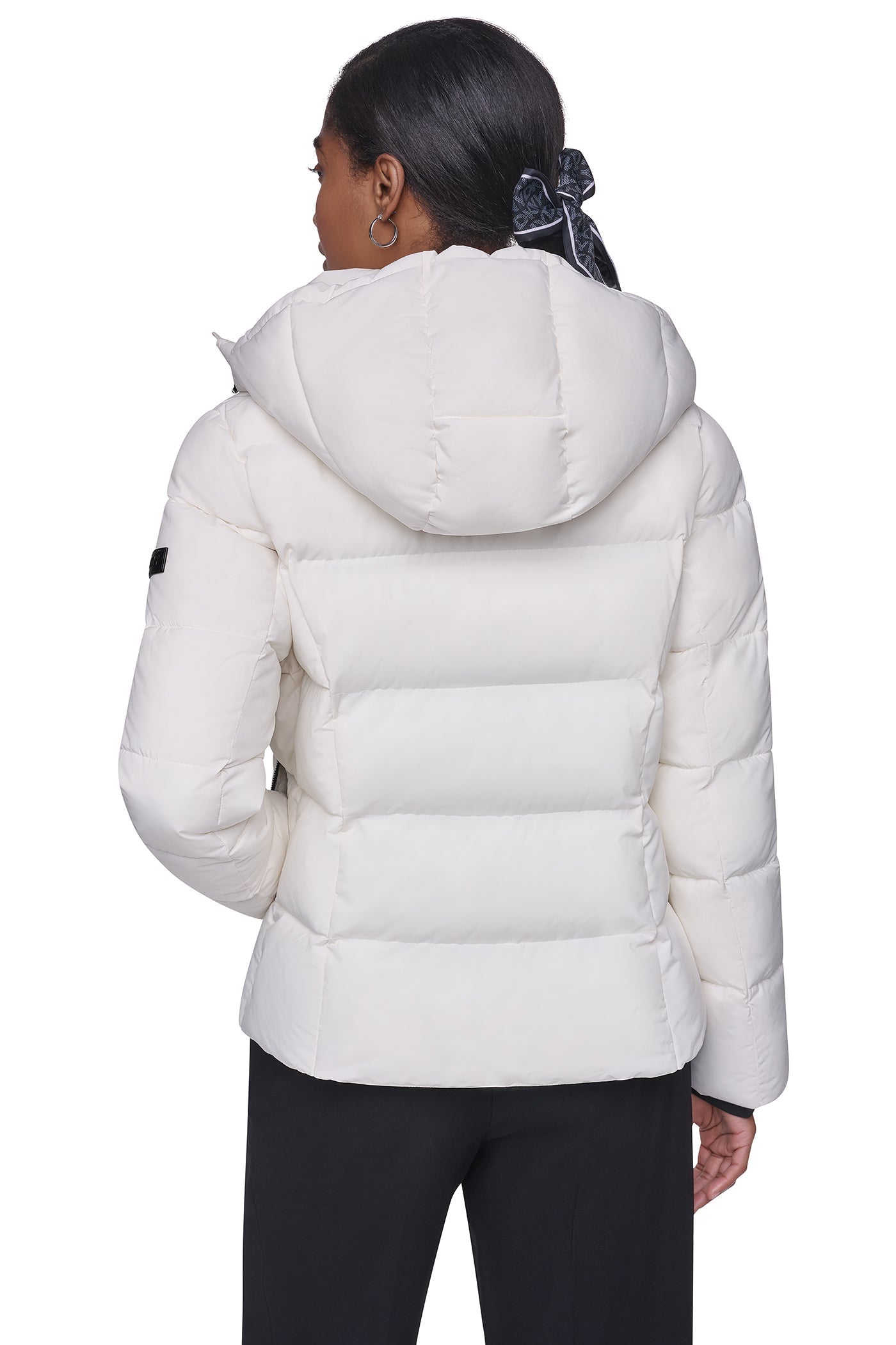 STRETCH HOODED PUFFER JACKET - Pearl - 3