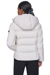 STRETCH HOODED PUFFER JACKET - Pearl - 3