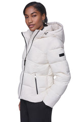 STRETCH HOODED PUFFER JACKET - Pearl - 2