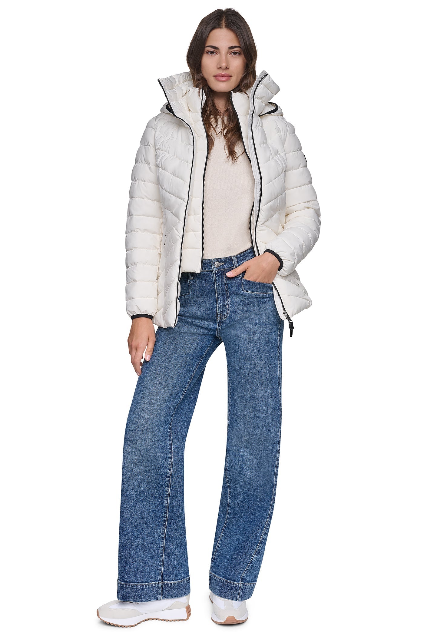 LIGHT WEIGHT PUFFER WITH BIB - Pearl - 5