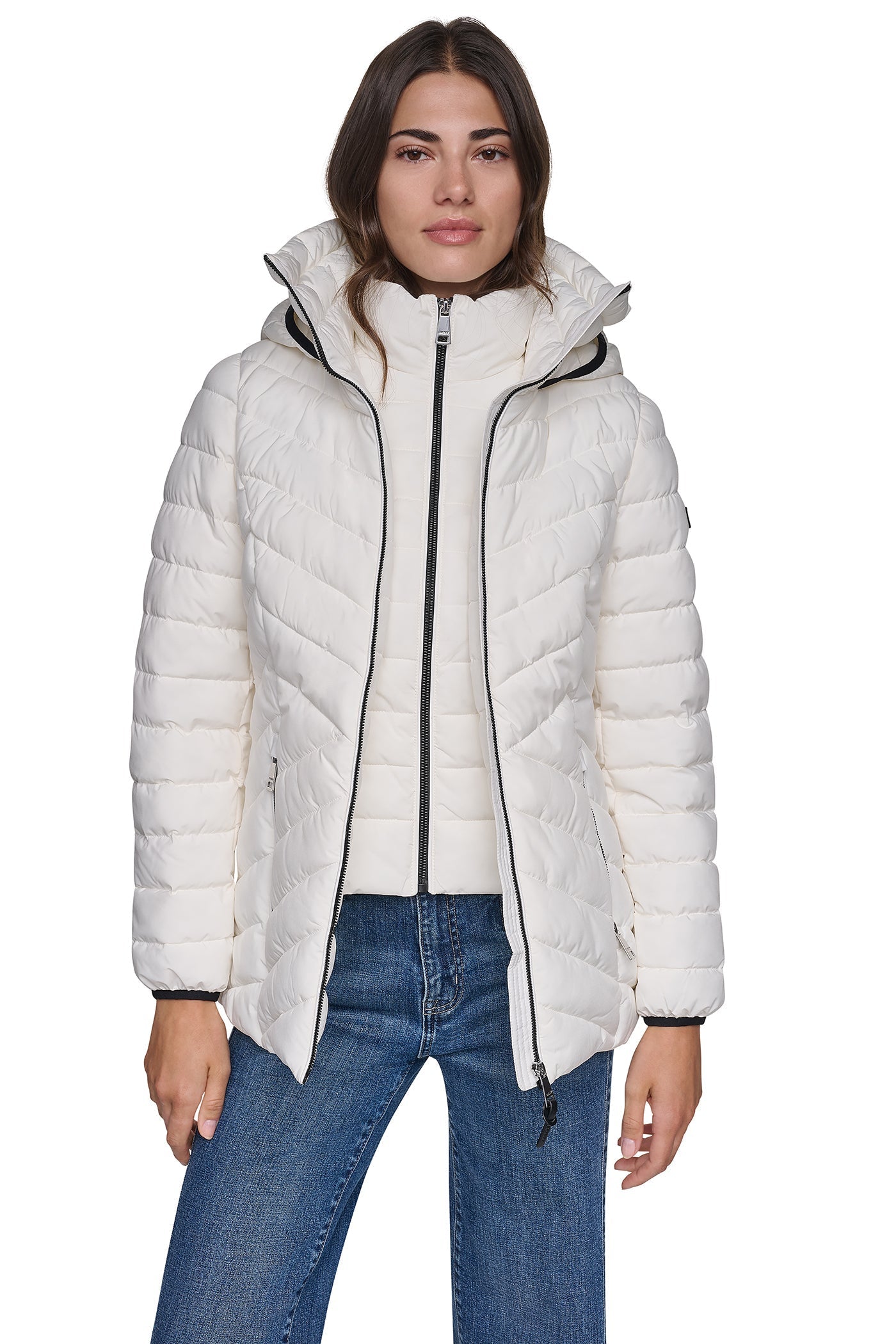 LIGHT WEIGHT PUFFER WITH BIB - Pearl - 7