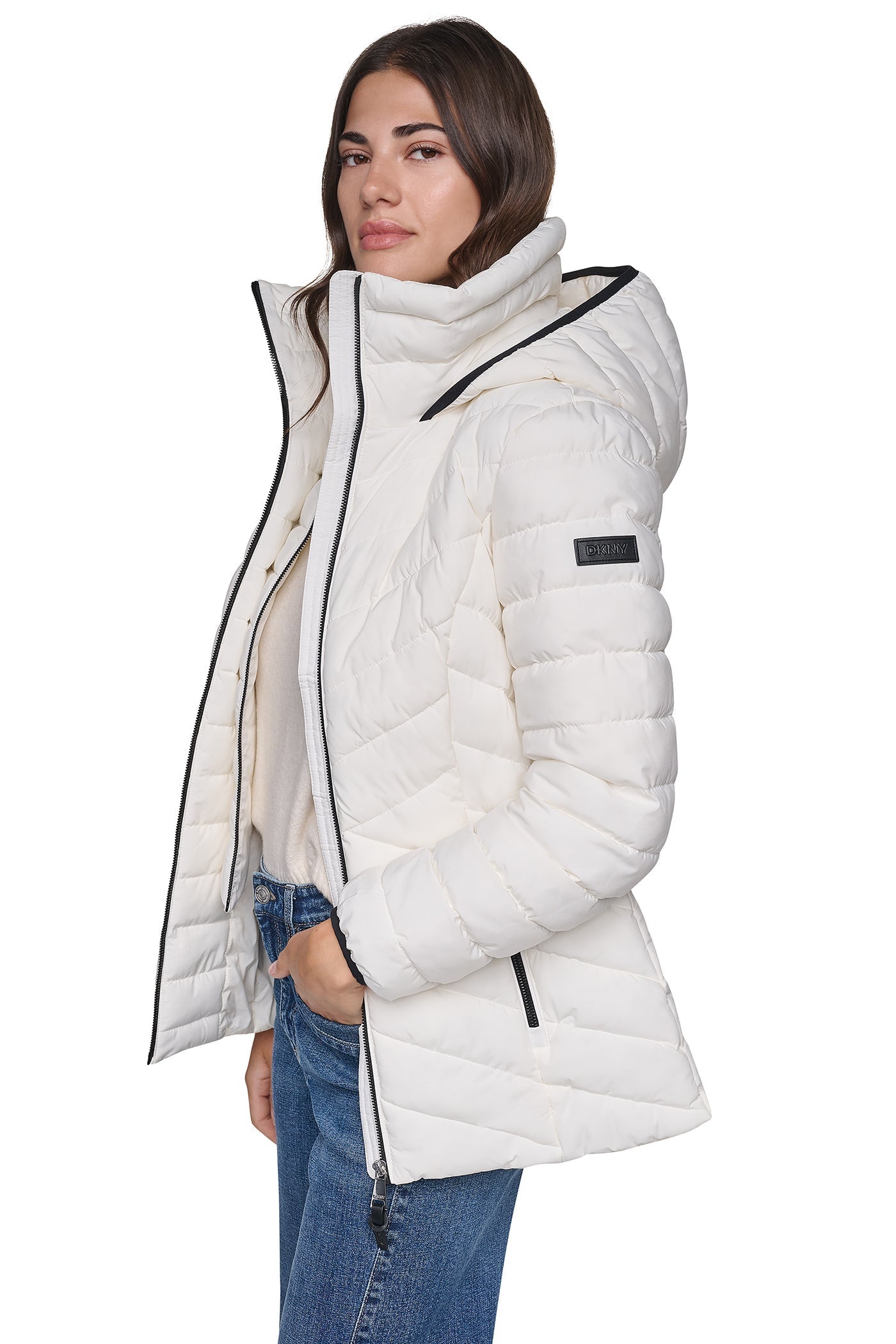 LIGHT WEIGHT PUFFER WITH BIB - Pearl - 2