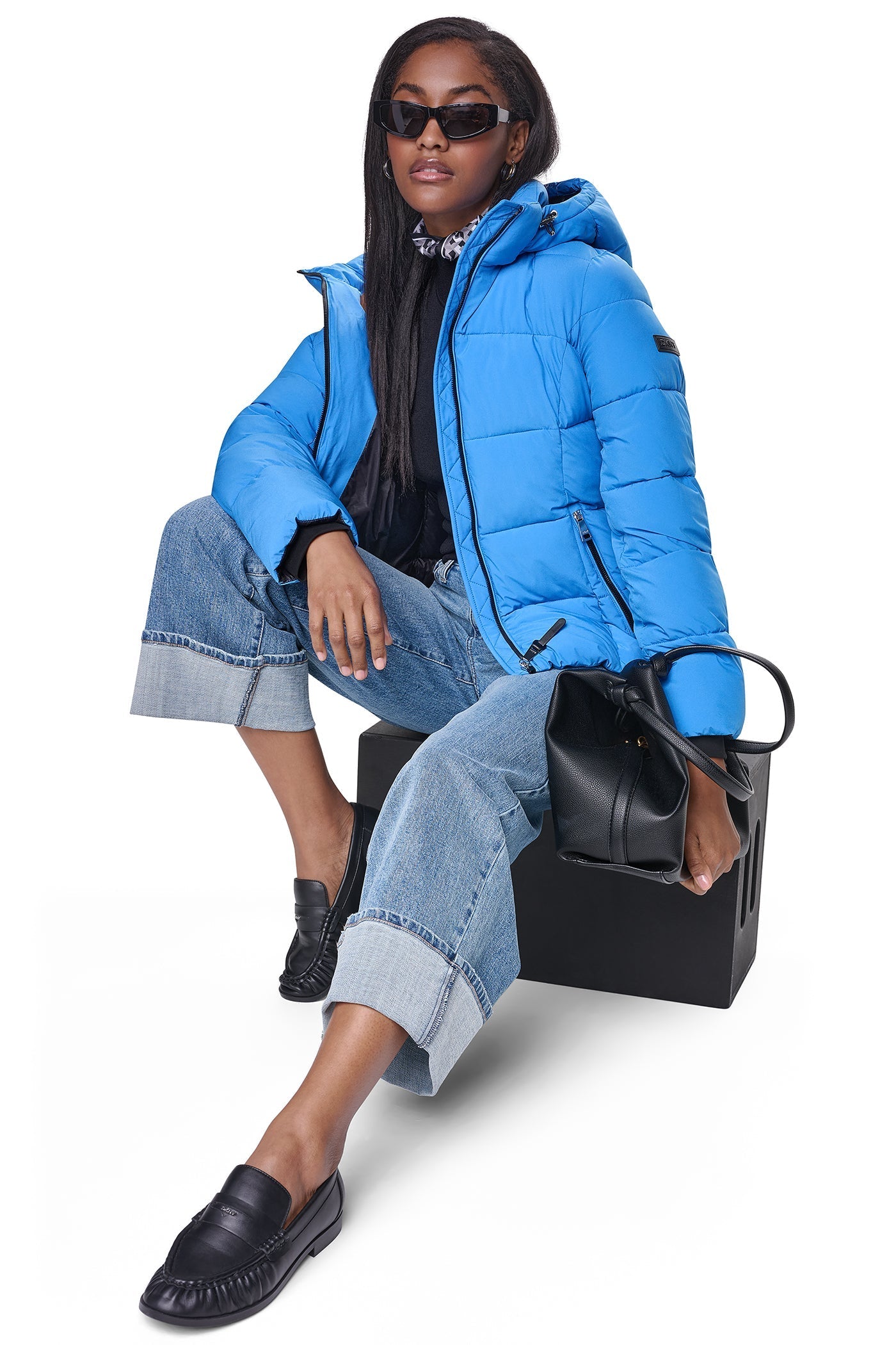 STRETCH HOODED PUFFER JACKET - Vermeer - 1