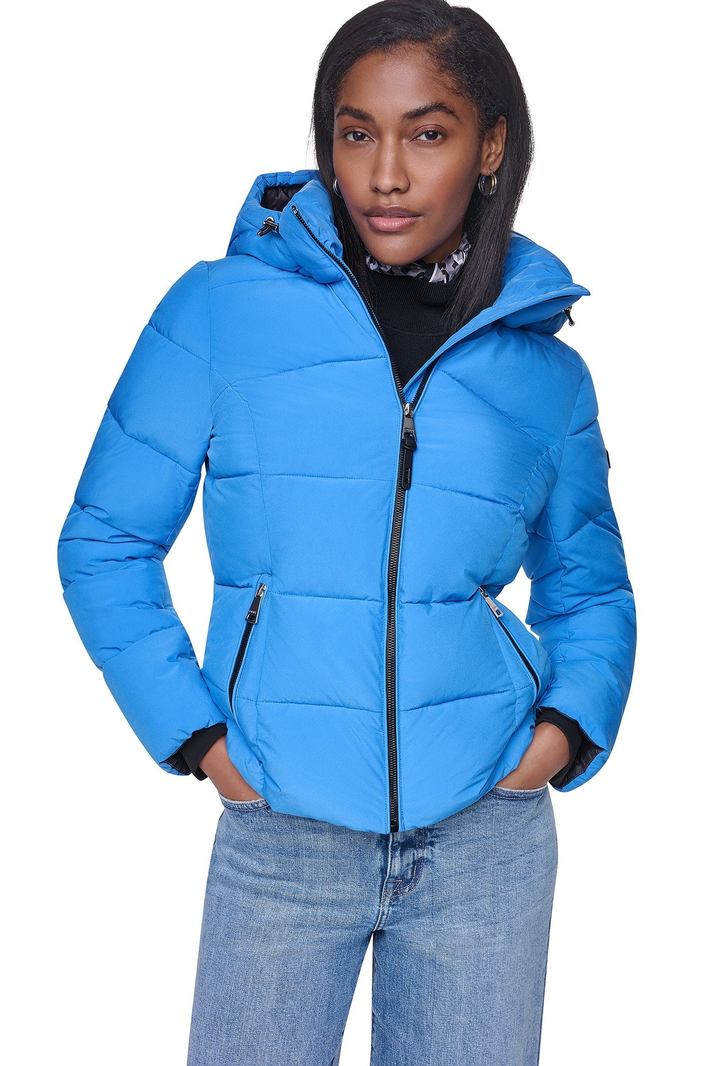 STRETCH HOODED PUFFER JACKET - Vermeer - 2