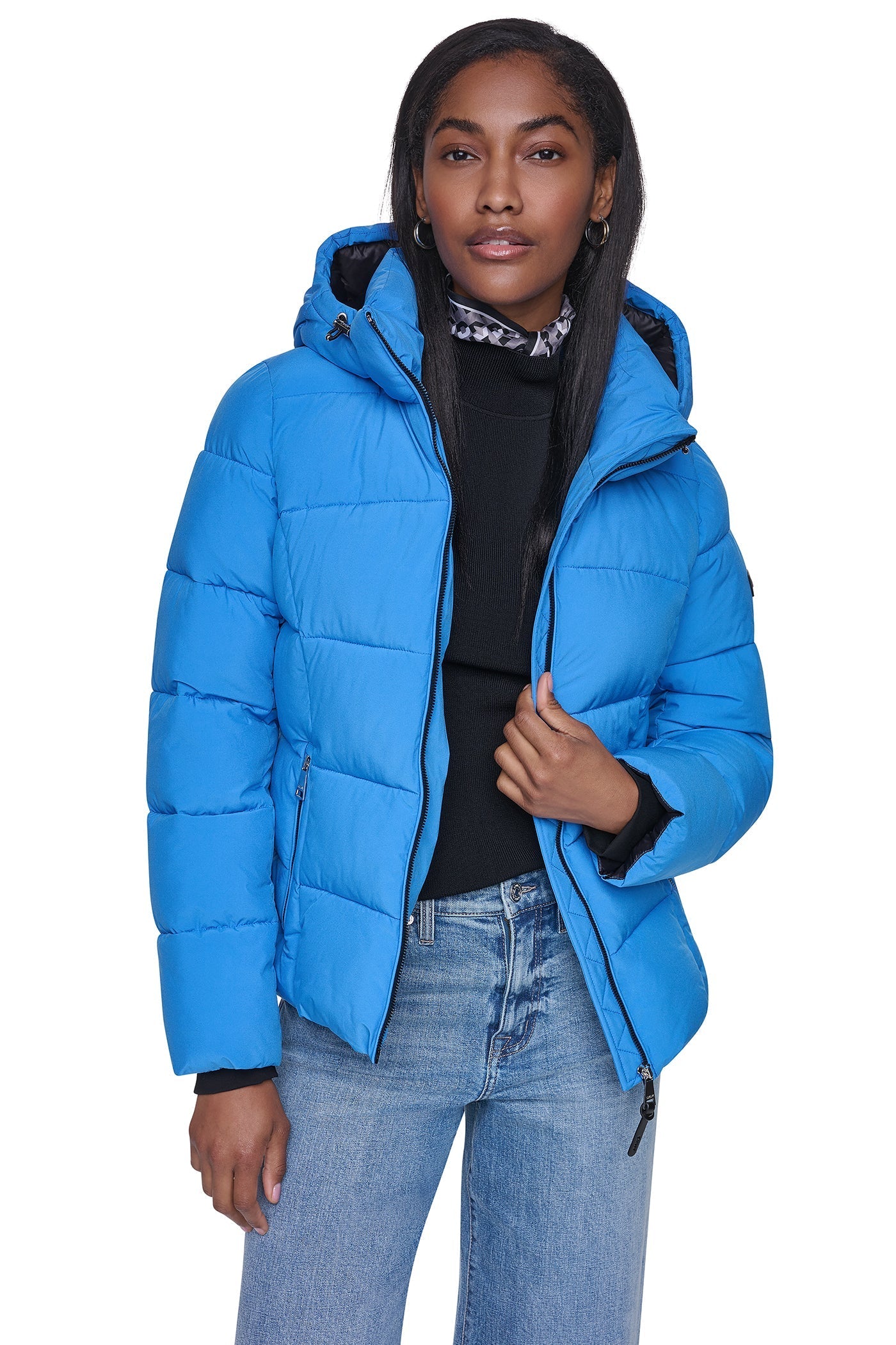 STRETCH HOODED PUFFER JACKET - Vermeer - 9
