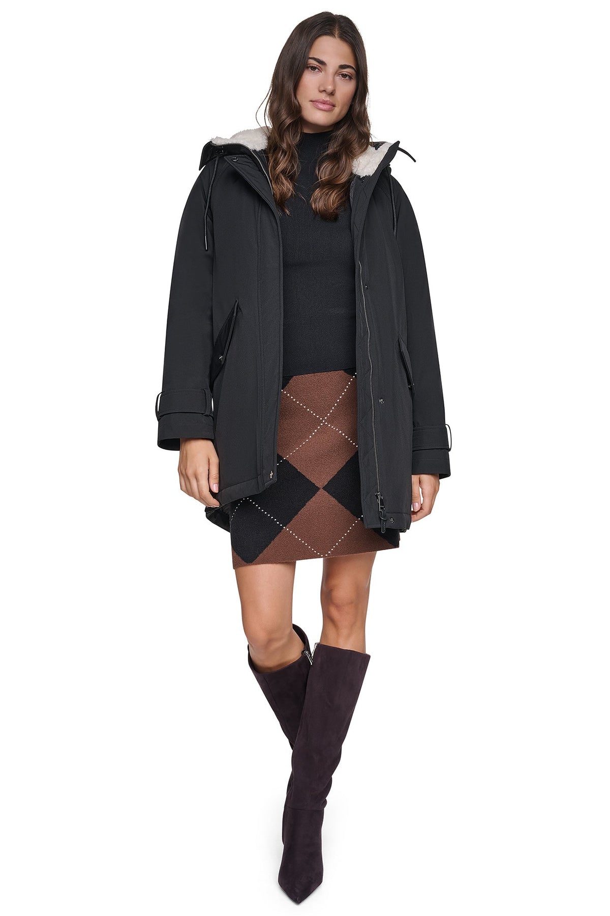 FLEXTECH SOFTSHELL JACKET WITH SHERPA HOOD - Black - 1