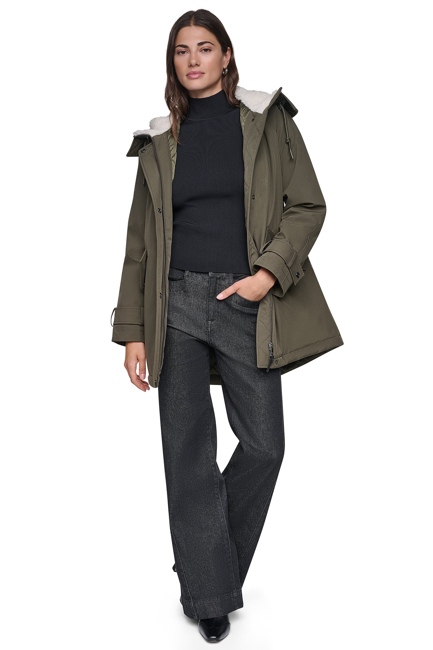 FLEXTECH SOFTSHELL JACKET WITH SHERPA HOOD - LODEN - 4