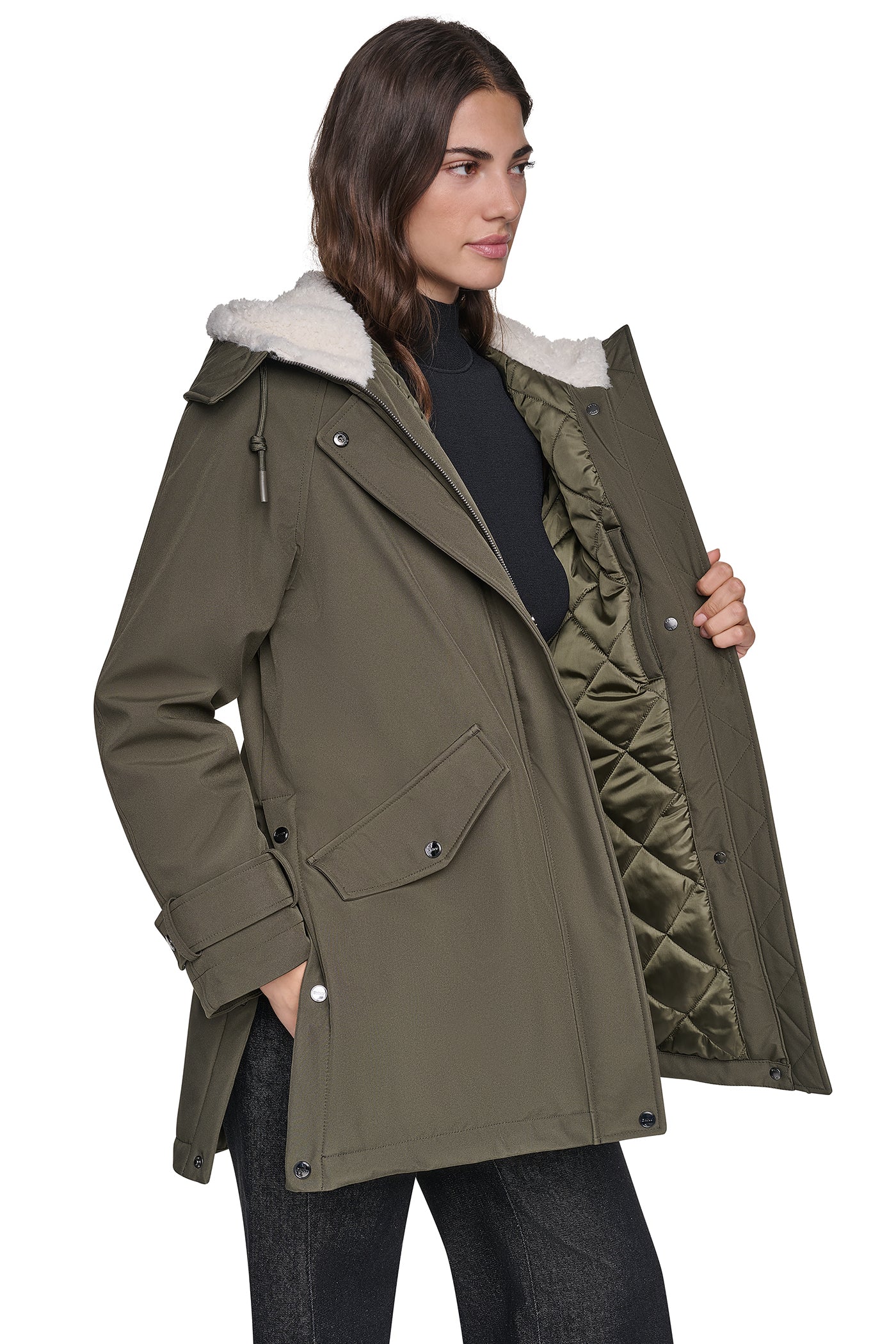 FLEXTECH SOFTSHELL JACKET WITH SHERPA HOOD - LODEN - 2