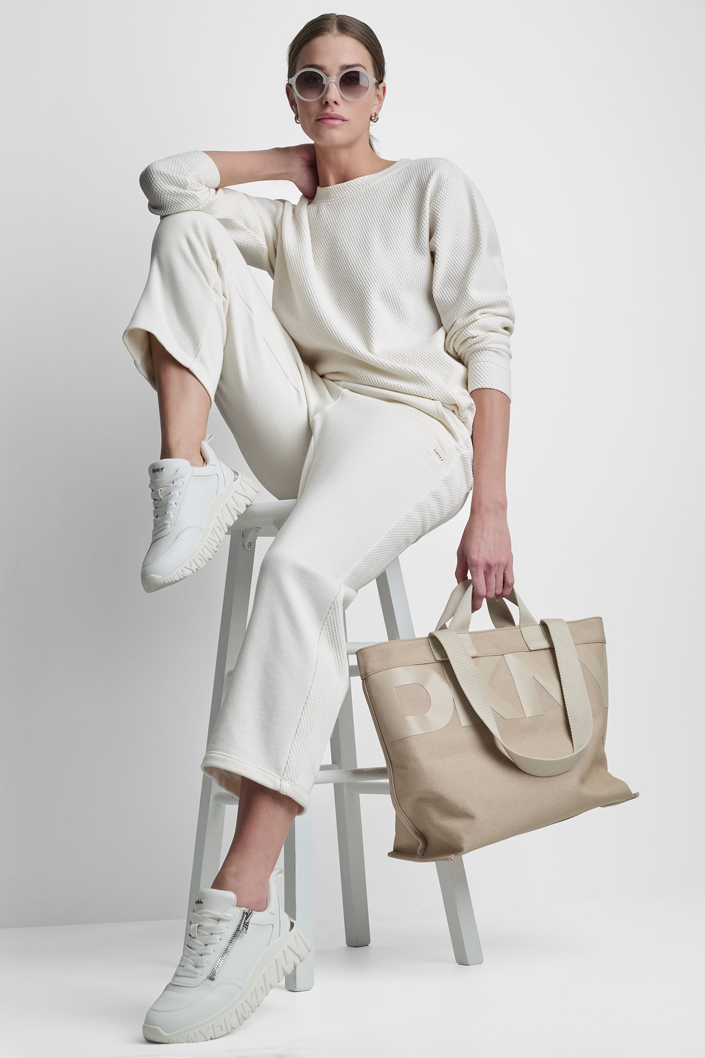 JACQUARD MIX HIGH-RISE ANKLE PANT - Eggnog - 1