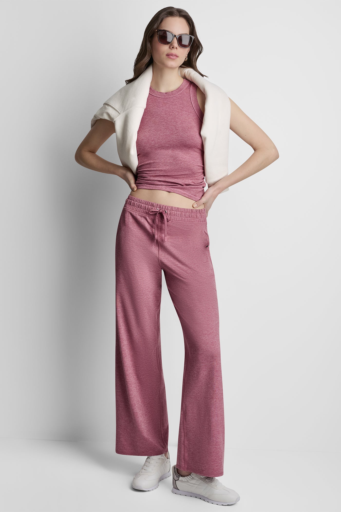 MID-RISE SPACEDYE WIDE LEG PANT - Mesa Rose Spacedye - 2